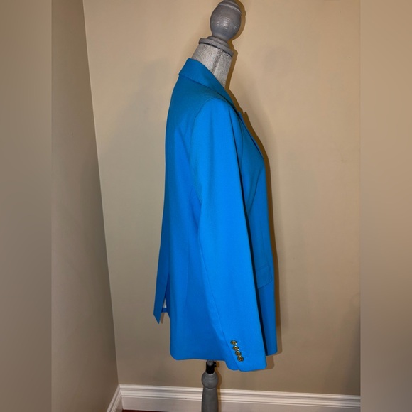 Vintage Mos Mosh Women's Vibrant Blue Double-Breasted Chira Crepa Blazer 💙 🇩🇰 - Picture 9 of 11